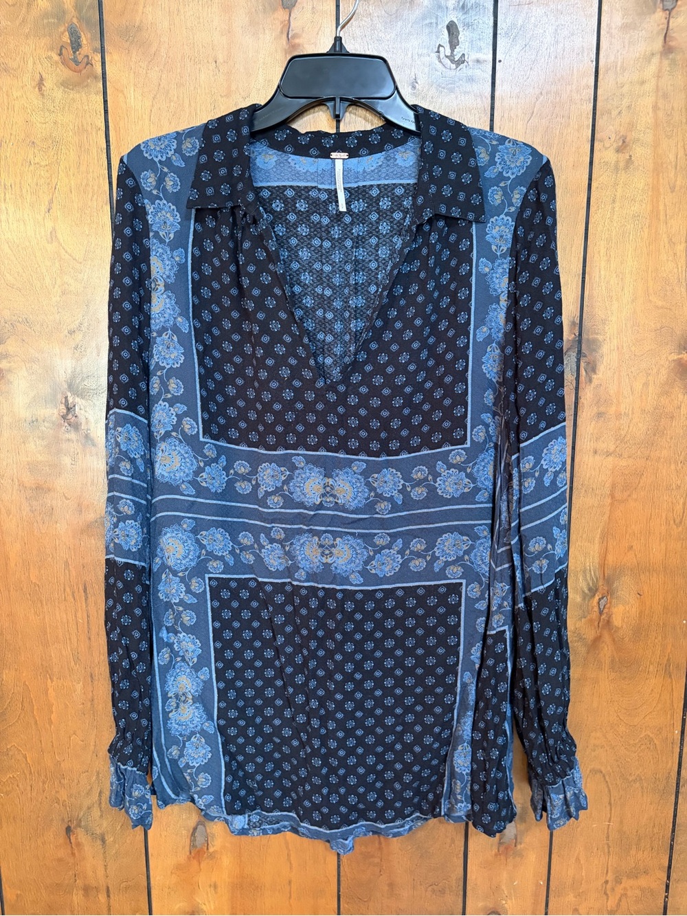 Free People Navy and Blue Paisley Mini Dress